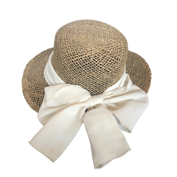 Vintage Accessories - Vintage Open Weave Wicker Sun Hat